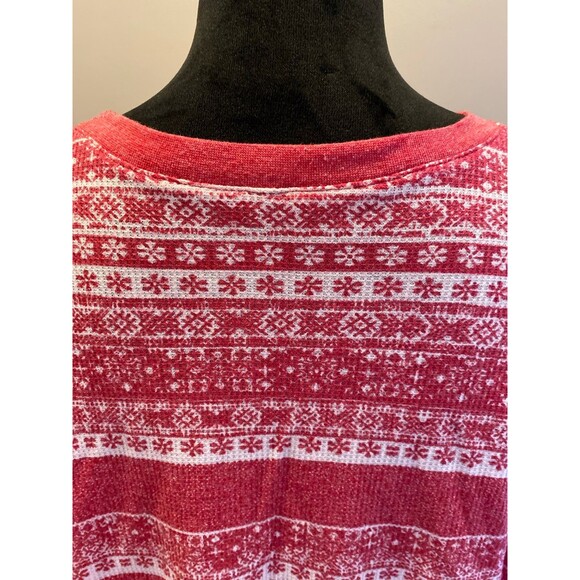 Tunic Top Pajamas or Dress No Tag Size Medium to Large Red White Snowflake Soft - Picture 8 of 11